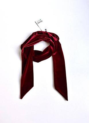 Велюровий шарф zara кольору бургунді
