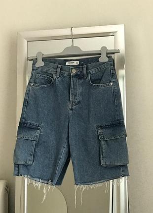 Джинсовые шорты карго pullandbear 32 размер с