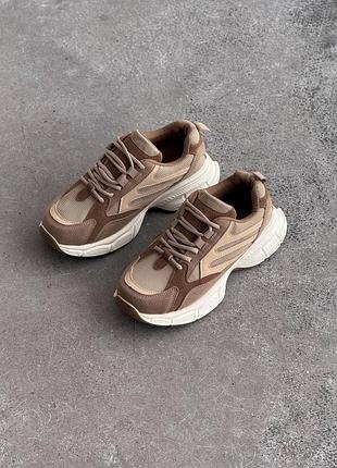Кроссовки эко кожаные замшевые коричневые 11942