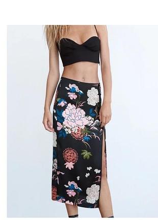 Сатиновая юбка миди zara