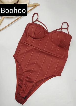 Боди женский бандо с чашками на бретелях от бренда boohoo s m