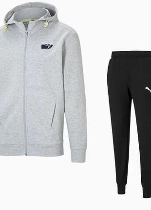 Puma мужской спортивный костюм кофта и штаны rad cal mens full zip hoodie ess logo pants grey black