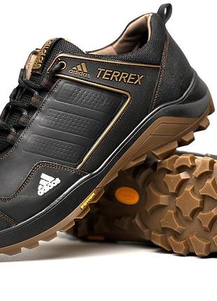 Мужские кожаные кроссовки adidas terrex brown