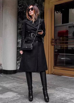 Чорне жіноче вовняне пальто karen millen xs женское пальто karen millen
