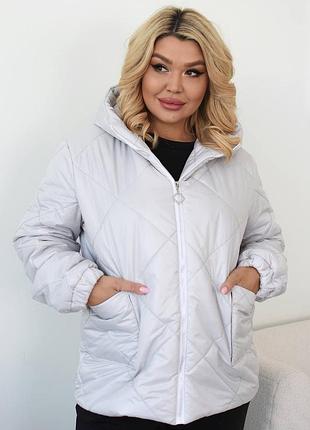 Куртка бомбер жіноча коротка з капюшоном на весну весняна демісезонна легка базова чорна сіра бежева зелена батал велика