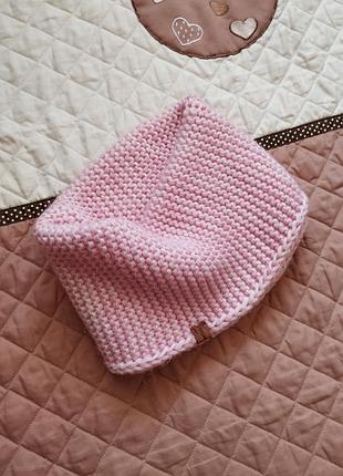 Теплый снуд хомут для девочки anmerino розовый крупная вязка шарф шарфик