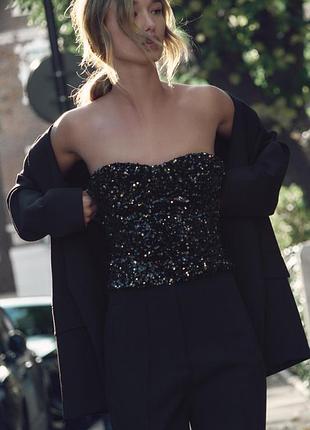 Топ бюстье с блестками zara