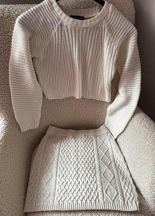 Свитер кроп-топ женский, свитер белый укороченный, s, m