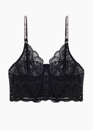 Жіночий чорний мереживний бралет зі стразами