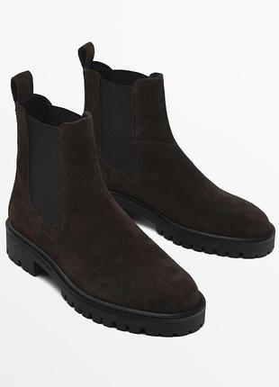 Черевики чоботи ботинки замшеві челсі оригінал massimo dutti