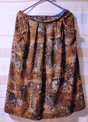 Вільна спідниця з кишенями і складками спереду,18(52-54)розм.,англія.