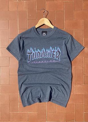 Оригінальна футболка thrasher magazine gray fire print t shirt size s-m