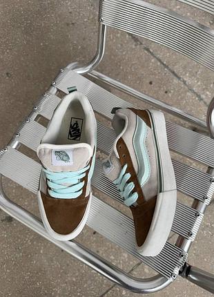 Женские кроссовки vans knu brown beige mustard mint