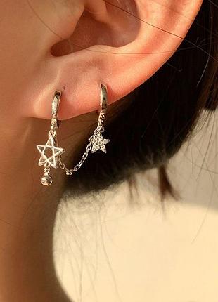 Моносережка з зірками dekolie mk1186 срібляста