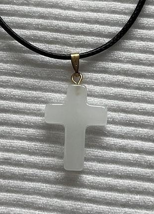Подвеска крестик кулон из натурального камня