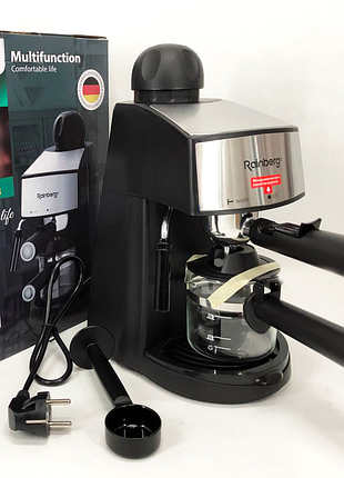 Кавомашина rainberg rb-8111 кавоварка ріжкова з капучинатором 2200w espresso
