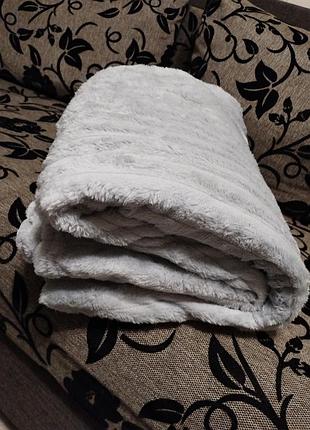 Плед великий сірий новий плед большой новый серый