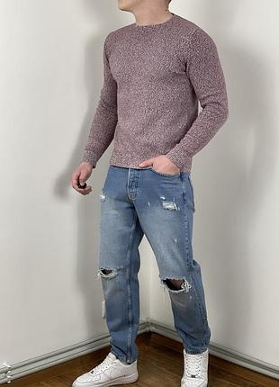 Бордова меланж кофта paul casual dpt, светр, пуловер, джемпер, рожева, біла, пауль кежуал