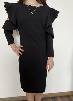 Черное вечернее платье миди