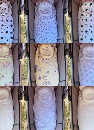 Комплект у візочок простирадло непромокаюче в коляску на резинці + ортопедична подушка