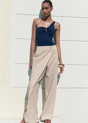 Брюки zara на запах с молнией