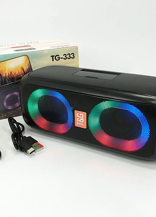 Портативна колонка tg333 2x5w з rgb підсвічуванням, гучна блютуз колонка. колір: чорний