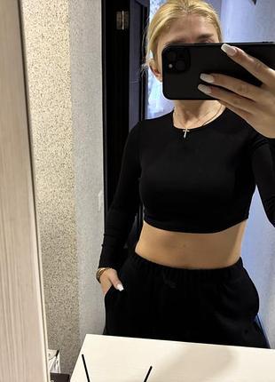 Shein кроптоп чорний лонг слів
