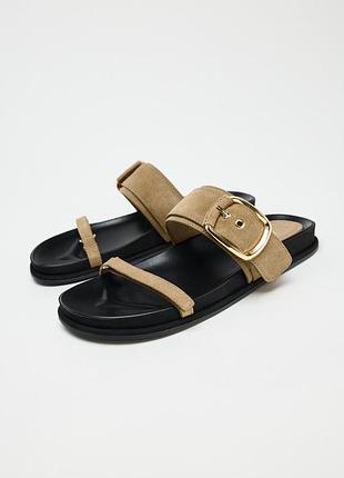 Замшевые сандалии с ремешками zara