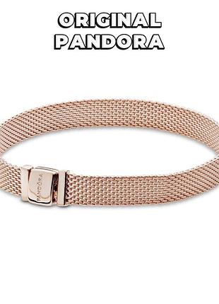 Пандора оригинал из сша 587712 браслет плоский цепь цепочка плоская застежка серебро розовое золото s925 ale новый с биркой original pandora