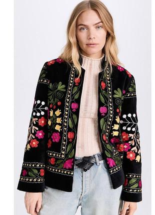 Колоритный жакет с вышивкой, украинская накидка вышиванка, этатно пиджак вышиванка