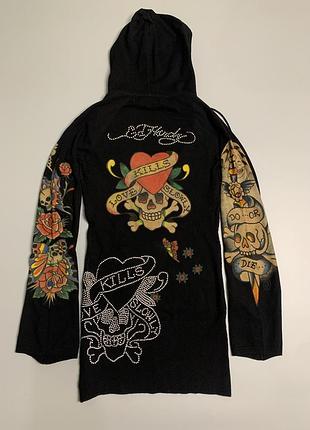 Жіноча сукня з капюшоном ed hardy vintage туніка худі s оригінал