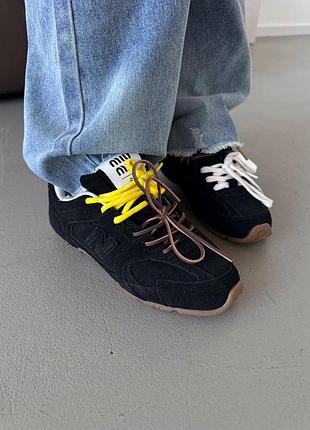 Женские кроссовки new balance 530 x miu miu black / yellow premium