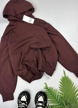 Популярний коричневий шоколадний худі zara