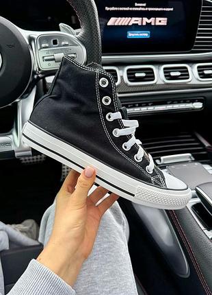 Трендовые женские и мужские высокие кеды converse all star high classic black white чёрно-белые