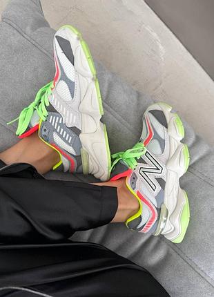 Жіночі кросівки new balance 9060 light grey / acid green premium