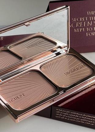 Палитра для контуринга бронзер + хайлайтер charlotte tilbury filmstar bronze & glow contour duo
