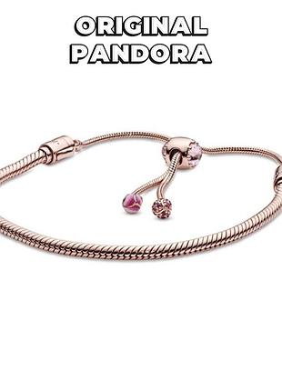 Пандора оригинал из сша раритет 588093nccmx браслет слайдер розовый цветок персика розовое золото серебро ale met новый с биркой original pandora