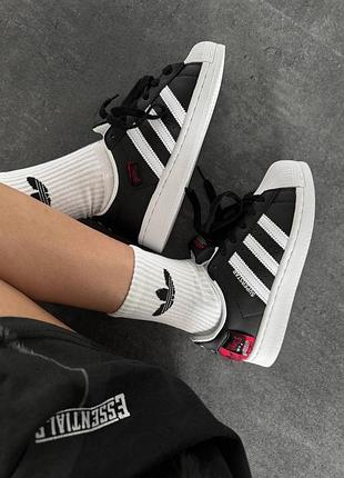Жіночі кросівки adidas superstar the originals black / white / red premium