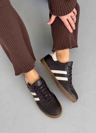 Натуральные кожаные кеды - кроссовки цвета шоколад