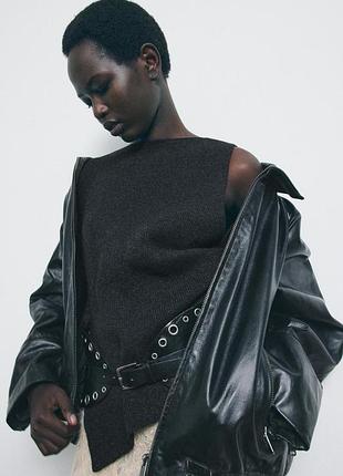 Светр-жилет із змішаної вовняної тканини із бічними складками zara