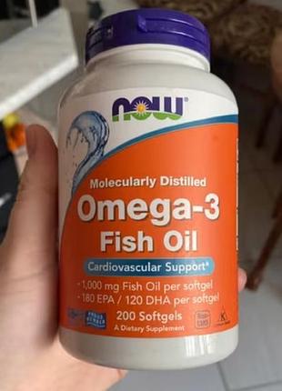 Now foods риб’ячий жир з омега-3 1000 мг 180 мг епк та 120 мг дгк 200 капсул