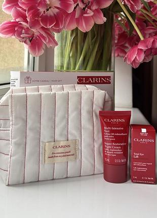Подарунковий набір clarins крем,косметичка