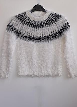 Свитер белый джемпер next травка