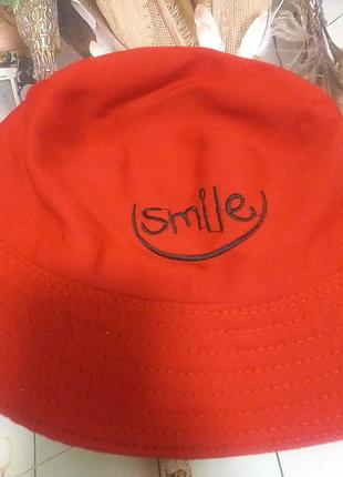 Панамка двусторонняя smile - желто - черная/ красно - черная стильная двухсторонняя панама унисекс