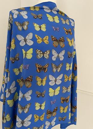 Шелковый шарф палантин бренд vintage fabric frontline zurich silk scarf butterfly blue |2 фото