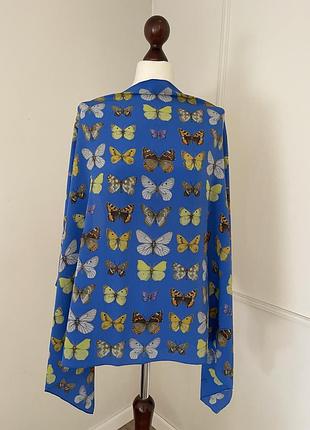 Шелковый шарф палантин бренд vintage fabric frontline zurich silk scarf butterfly blue |3 фото