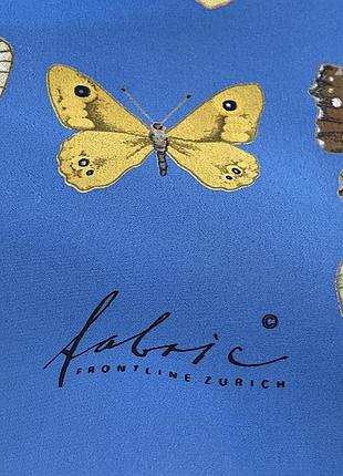 Шелковый шарф палантин бренд vintage fabric frontline zurich silk scarf butterfly blue |5 фото