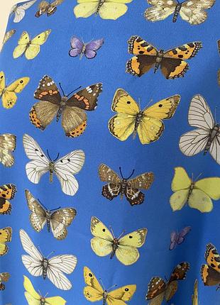 Шелковый шарф палантин бренд vintage fabric frontline zurich silk scarf butterfly blue |4 фото
