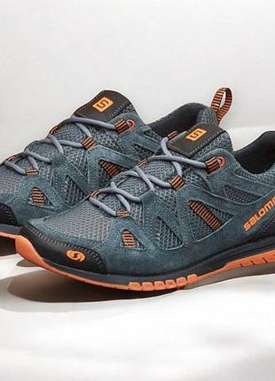 Демисезонные кроссовки замш/сетка цвет серый, синий