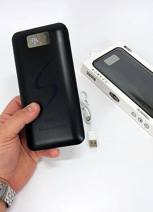 Мобільна зарядка портативна power bank 30000 mah ukc, зовнішній акумулятор, зарядка power bank. колір: чорний